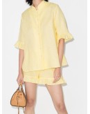 ruffle-sleeve button-down shirt