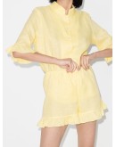 ruffle-sleeve button-down shirt