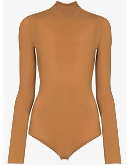 high-neck fitted bodysuit
