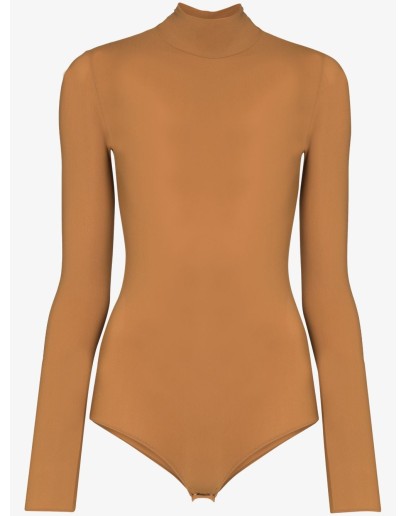 high-neck fitted bodysuit