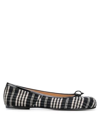check print split-toe ballerina shoes