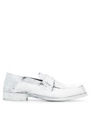 paint-effect leather loafers