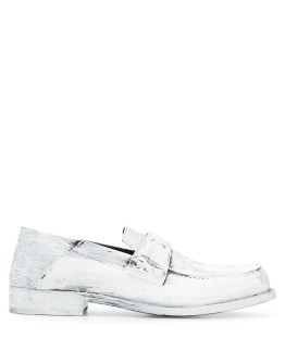 paint-effect leather loafers