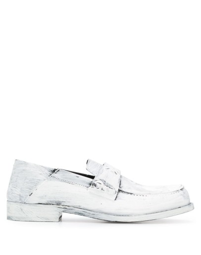 paint-effect leather loafers