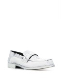 paint-effect leather loafers