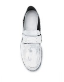 paint-effect leather loafers