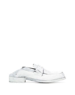 paint-effect leather loafers