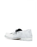 paint-effect leather loafers