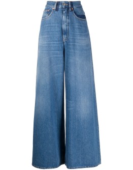 stonewashed wide-leg jeans