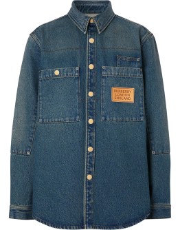 logo appliqué denim shirt