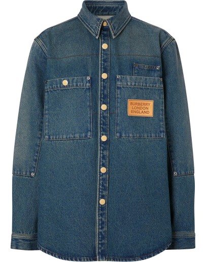 logo appliqué denim shirt