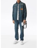 logo appliqué denim shirt