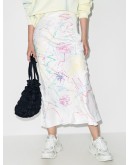 scribble print midi skirt