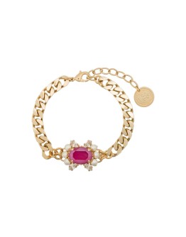 gold-plated crystal and pearl bracelet