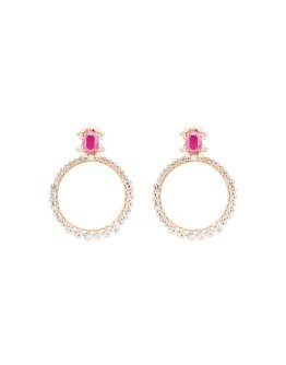 pearl crystal hoop earrings