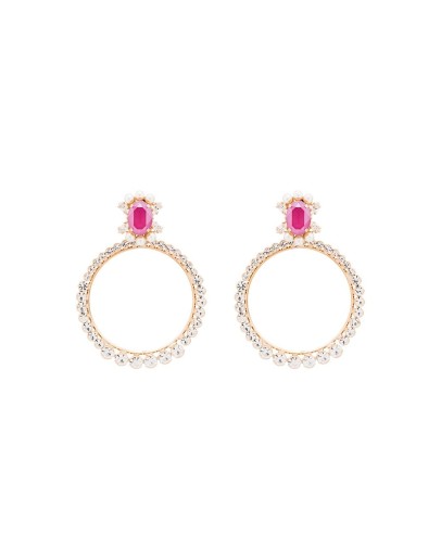 pearl crystal hoop earrings