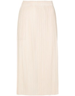 plissé midi skirt