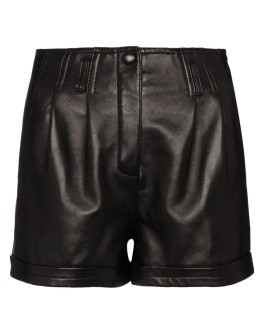 pleated leather shorts