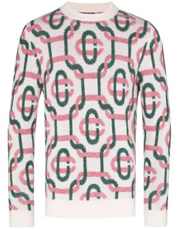 monogram intarsia knitted jumper