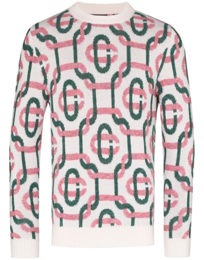 monogram intarsia knitted jumper