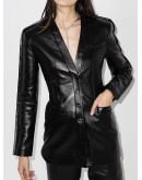 button-down leather effect jacket