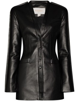 button-down leather effect jacket