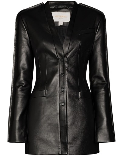 button-down leather effect jacket