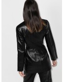 button-down leather effect jacket