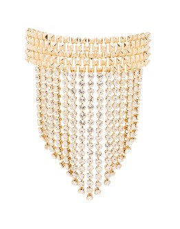 studded crystal fringe choker