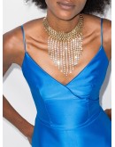 studded crystal fringe choker