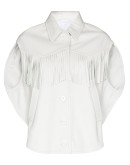 fringe-trim short-sleeve jacket