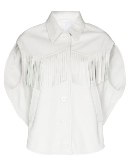 fringe-trim short-sleeve jacket