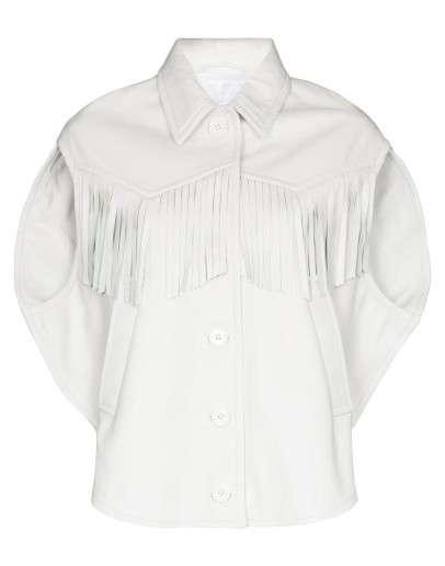 fringe-trim short-sleeve jacket