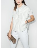 fringe-trim short-sleeve jacket