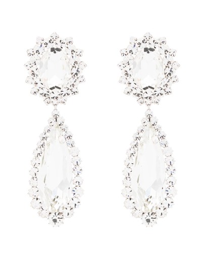silver-tone crystal drop earrings