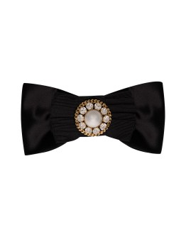 crystal pearl detail bow hairclip
