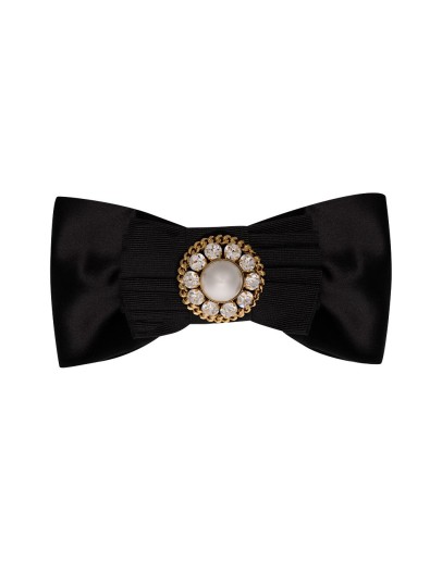 crystal pearl detail bow hairclip