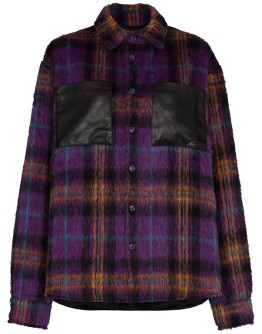 plaid-pattern shirt jacket