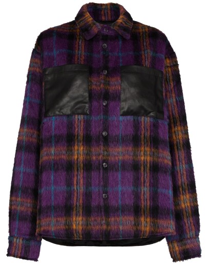 plaid-pattern shirt jacket