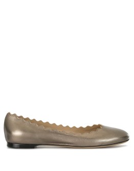 scallop-trim ballerina shoes