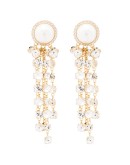 gold-tone crystal and pearl drop earrings