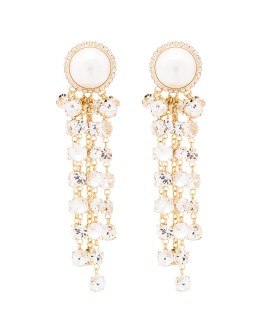 gold-tone crystal and pearl drop earrings