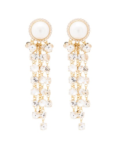 gold-tone crystal and pearl drop earrings