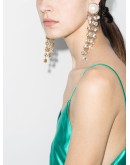 gold-tone crystal and pearl drop earrings