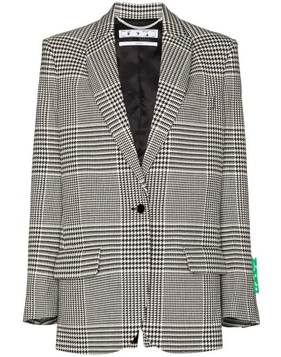 houndstooth-check single-breasted blazer