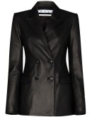 logo-print double-breasted jacket