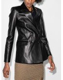 logo-print double-breasted jacket