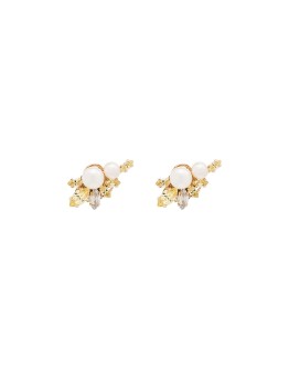 Flower pearl crystal earrings