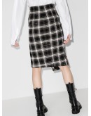 check-print asymmetric pencil skirt