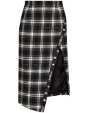 check-print asymmetric pencil skirt